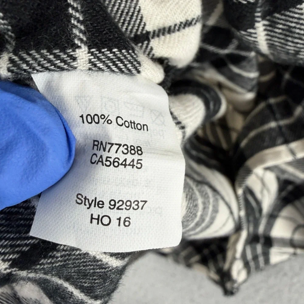 J.Crew Flannel Shirt‎ Mens S Black White Plaid Checkered Slim Fit Long Sleeve